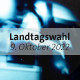 Symbolbild: Niedersächsischer Landtag, Niedersachsen-Ross im Plenum, Schriftzug: Landtagswahl 9. Oktober 2022